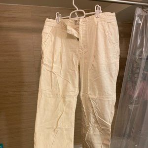 White Utility-Style Cropped Boyfriend Pants